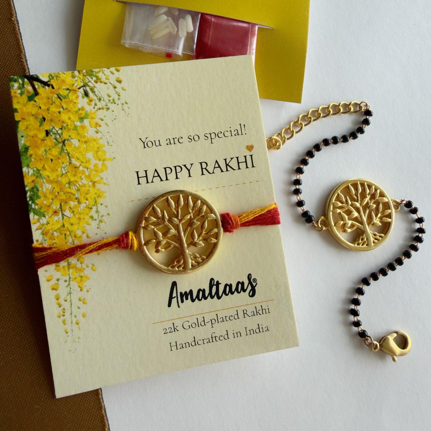 22K COMBO RAKHI - Tree of Life Gold-plated For Bhai & Bhabhi