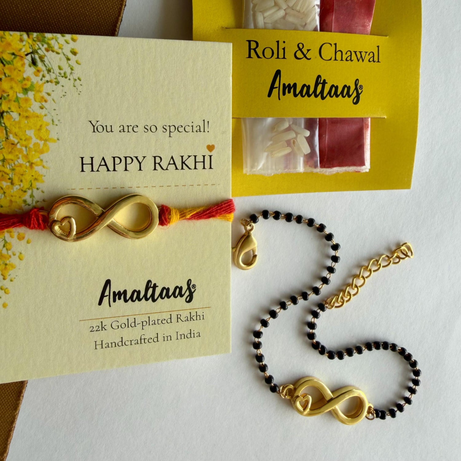 22K COMBO RAKHI - Infinite Love Gold-plated For Bhai & Bhabhi