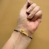 Women Thakurji Basuri 22k Gold-plated Brass Bracelet with Black Onyx