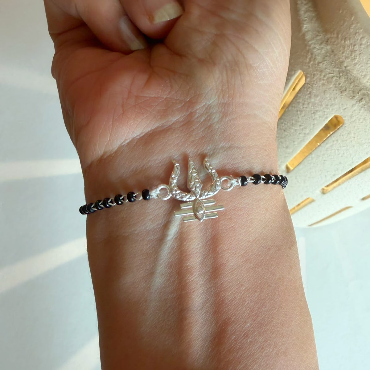 Shubh Trishul with Third Eye - 92.5 Silver Nazariya Bracelet