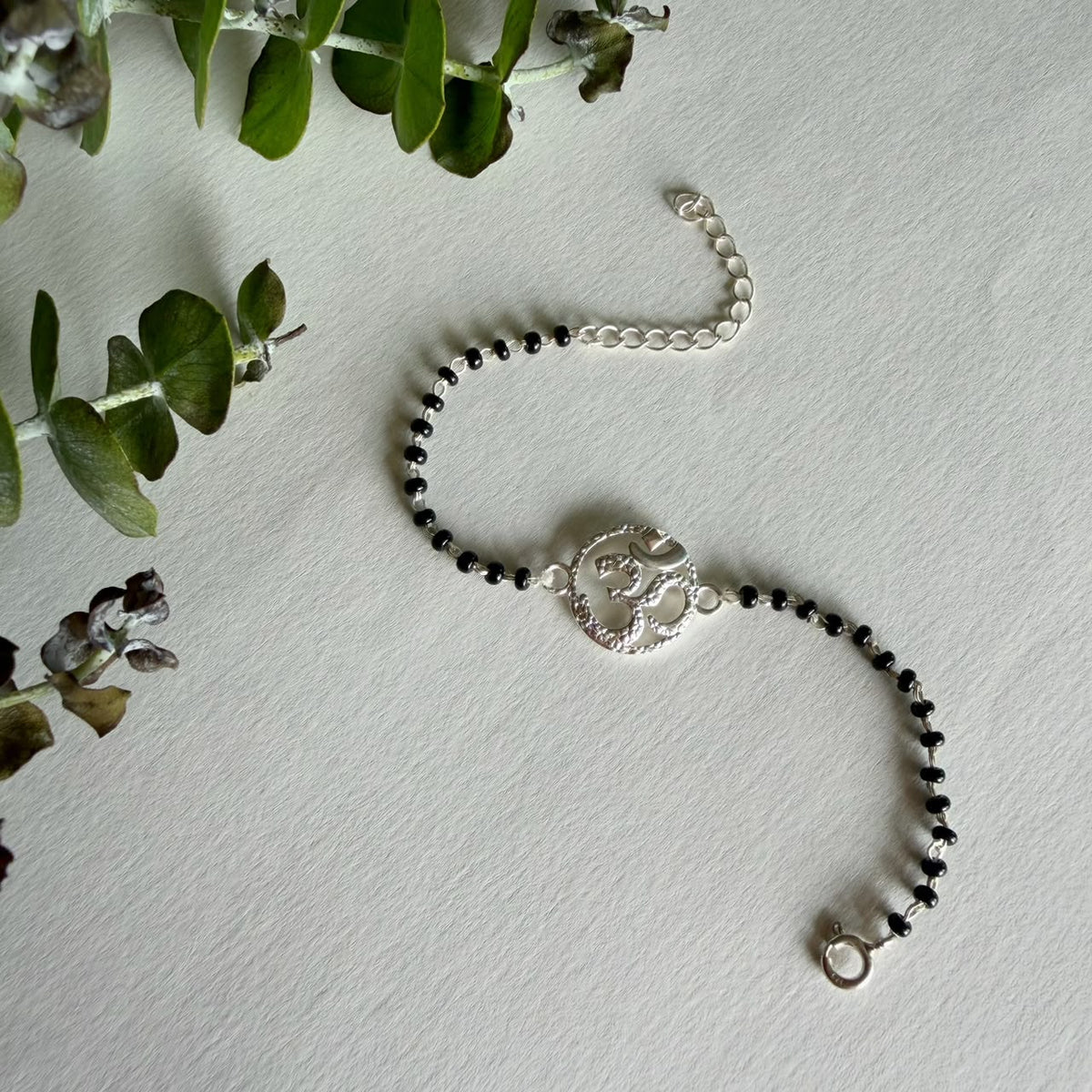 Shubh Om - 92.5 Silver Nazariya Bracelet