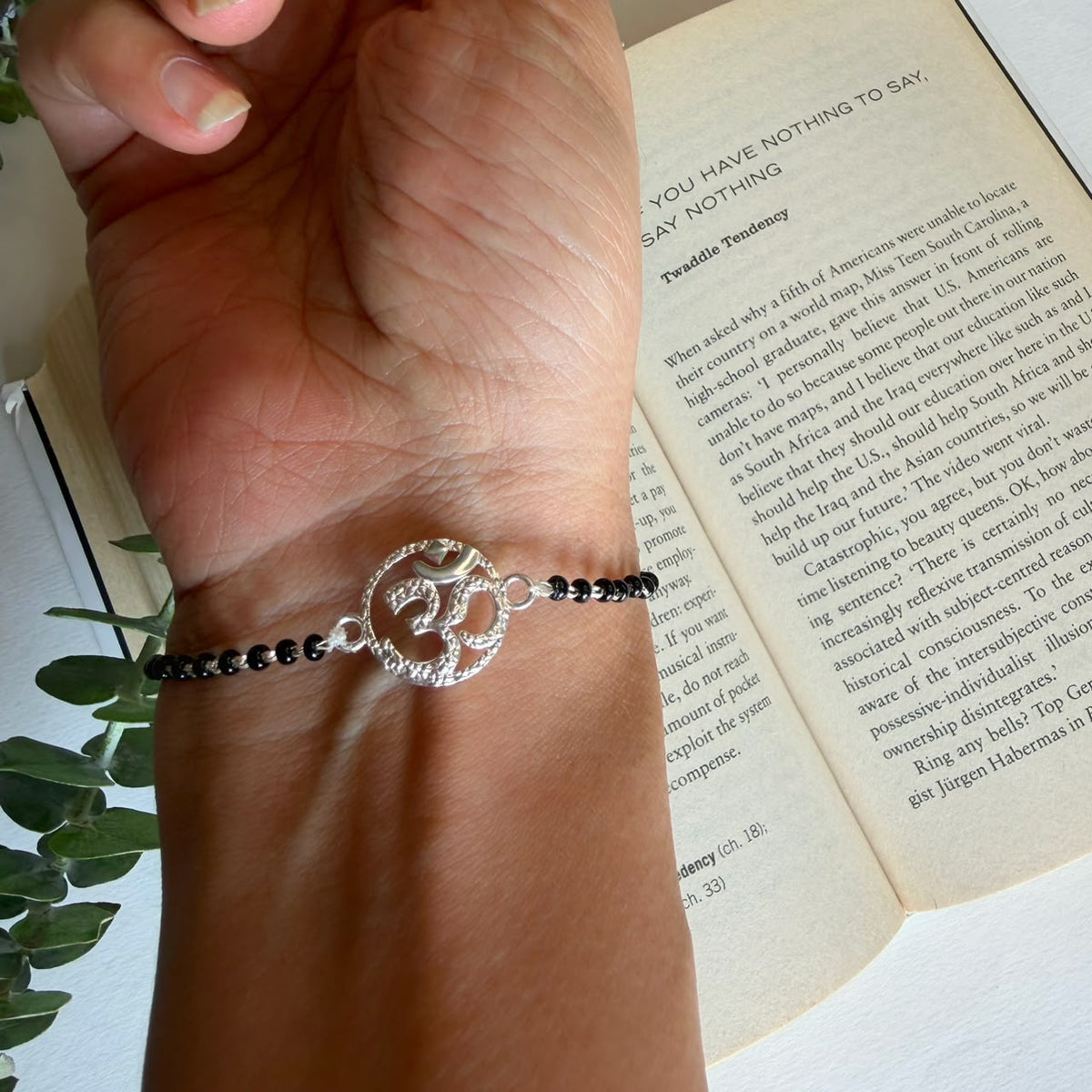 Shubh Om - 92.5 Silver Nazariya Bracelet