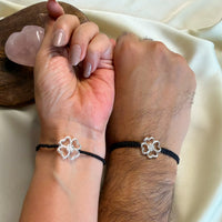 Couple Lucky Clover with Hearts - 92.5 Silver Bracelets