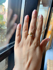 Lucky Ladybug Rainbow Moonstone 92.5 Silver Ring with  22k Gold plated