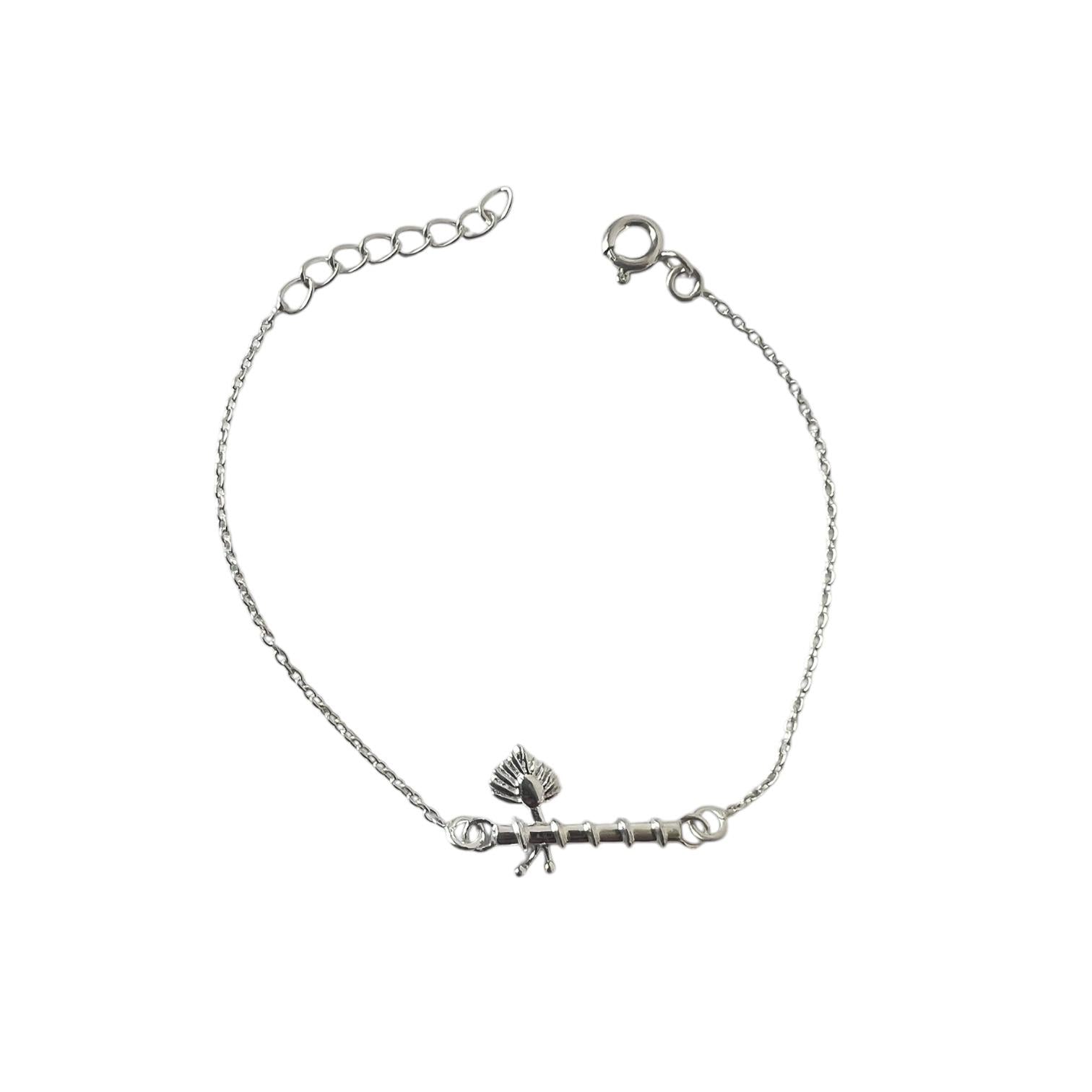 Thakur Ji Bansuri silver bracelet for women worn on wrist