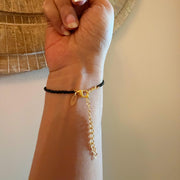 Nazar Evil Eye Bracelet – Black Onyx Beads (Gold-Plated)