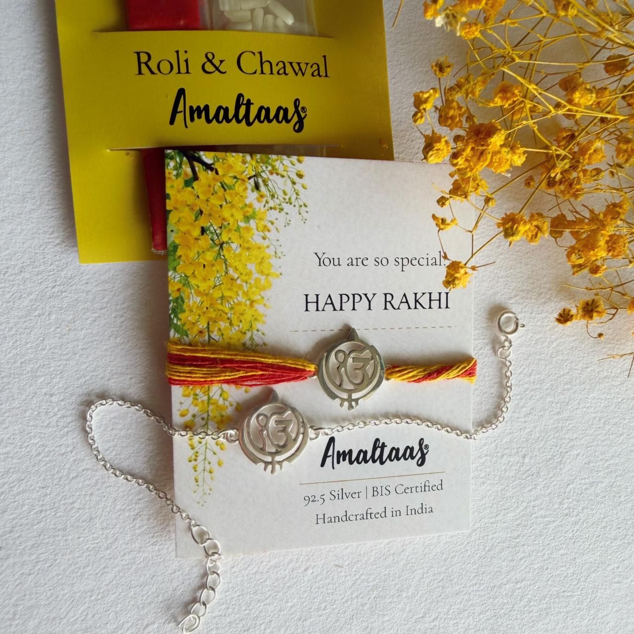 COMBO RAKHI - Ek Onkar 92.5 Silver Rakhi for Bhai & Bhabhi