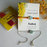 COMBO RAKHI-Nazar Enamel EvilEye 92.5 Silver Rakhi for Bhai & Bhabhi