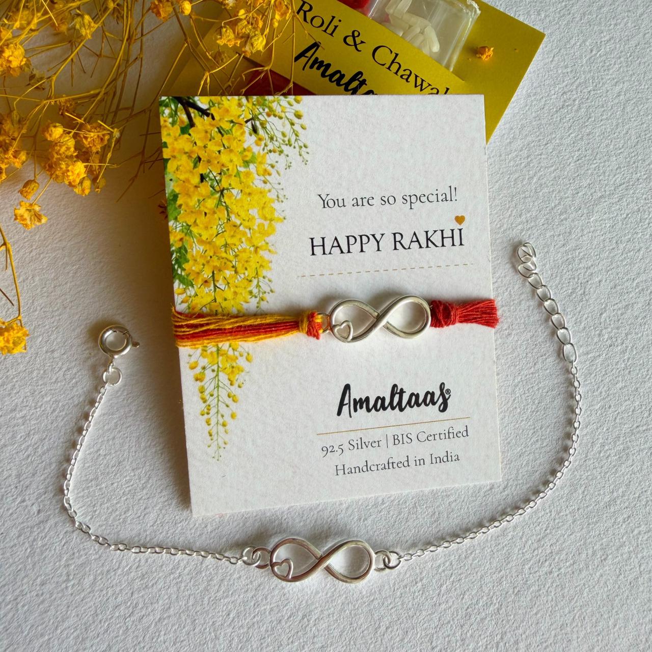COMBO RAKHI - Infinite Love 92.5 Silver Rakhi for Bhai & Bhabhi