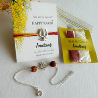 COMBO RAKHI - Mahadev's Trishul 92.5 Silver Rakhi For Bhai & Bhabhi