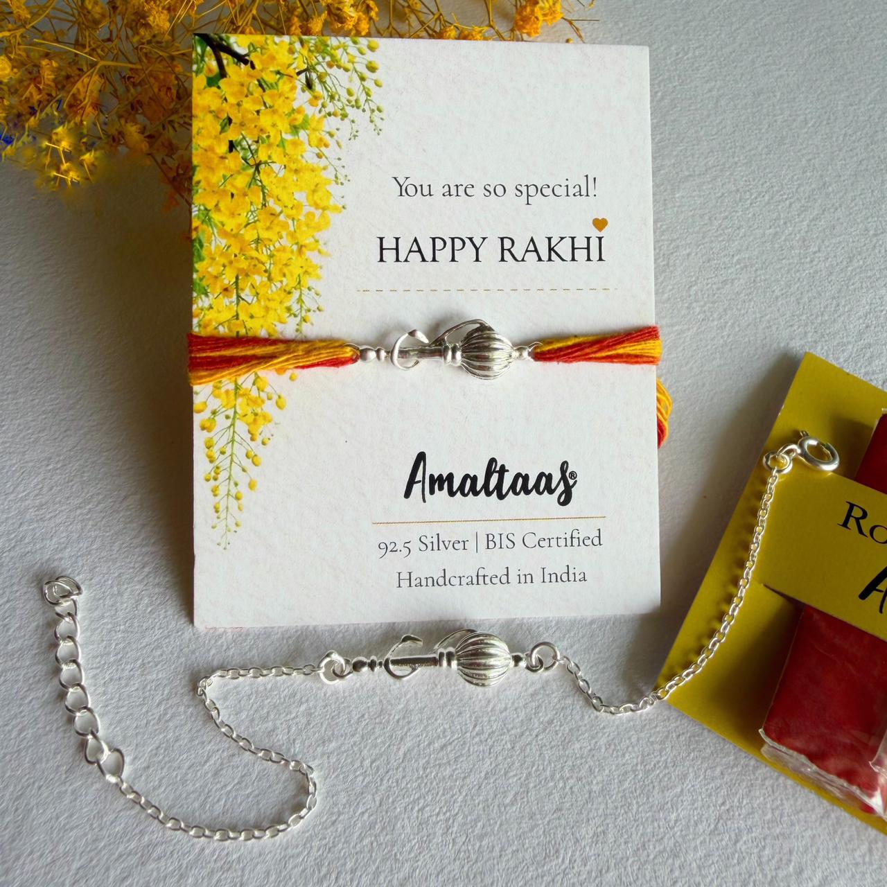 COMBO RAKHI - Vayuputra Gada92.5 Silver Rakhi for Bhai and Bhabhi