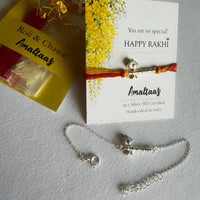 COMBO RAKHI - Thakur ji Bansuri 92.5 Silver Rakhi for Bhai & Bhabhi