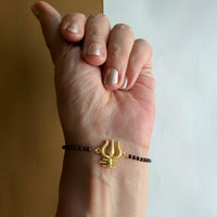 Women Mahadev's Trishul 22k Gold-plated Brass Bracelet with Black Onyx