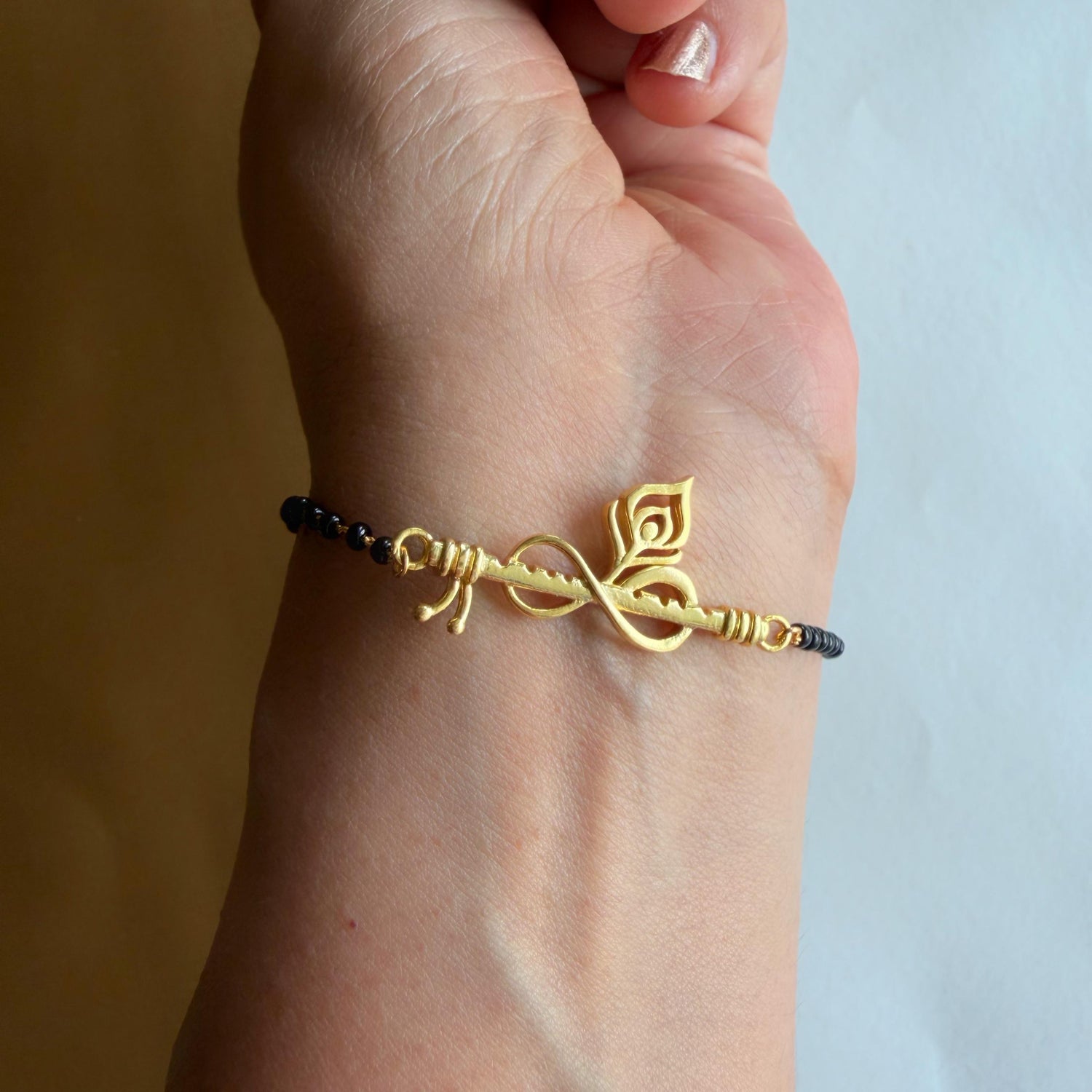 Women Forever Thakurji Love 22k Gold-plated Bracelet with Black Onyx