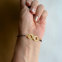 Women Infinite Love 22k Gold-plated Brass Bracelet with Black Onyx