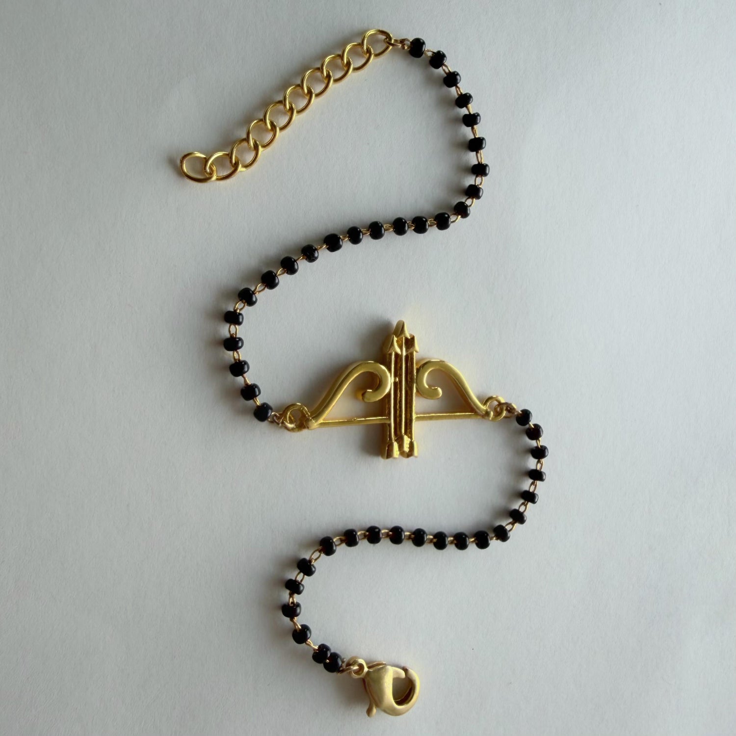 Women Shyam Ji  22k Gold-plated Brass Bracelet with Black Onyx