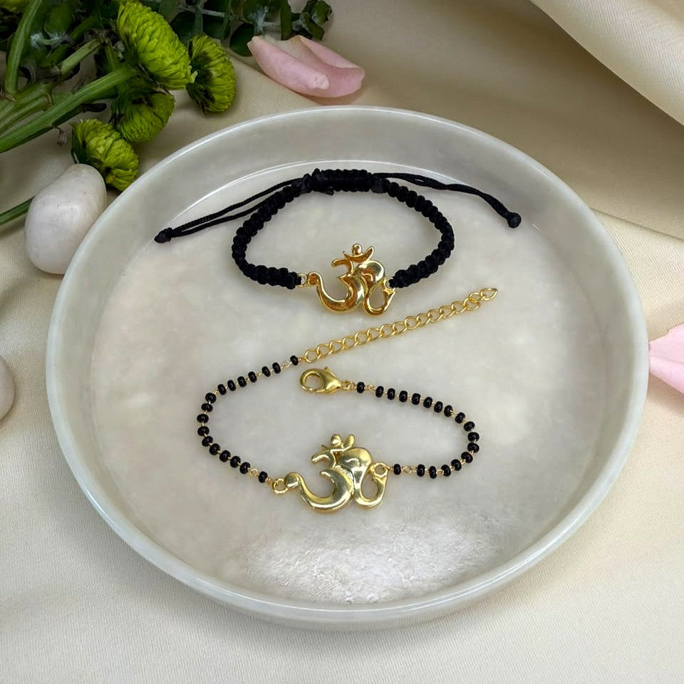 Couple Om Ganesh 22k Gold-plated Bracelet