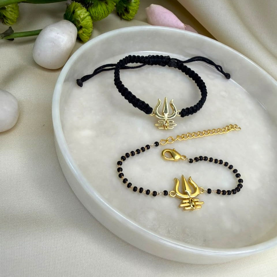 Couple Mahadev's Trishul 22k Gold-plated Bracelet