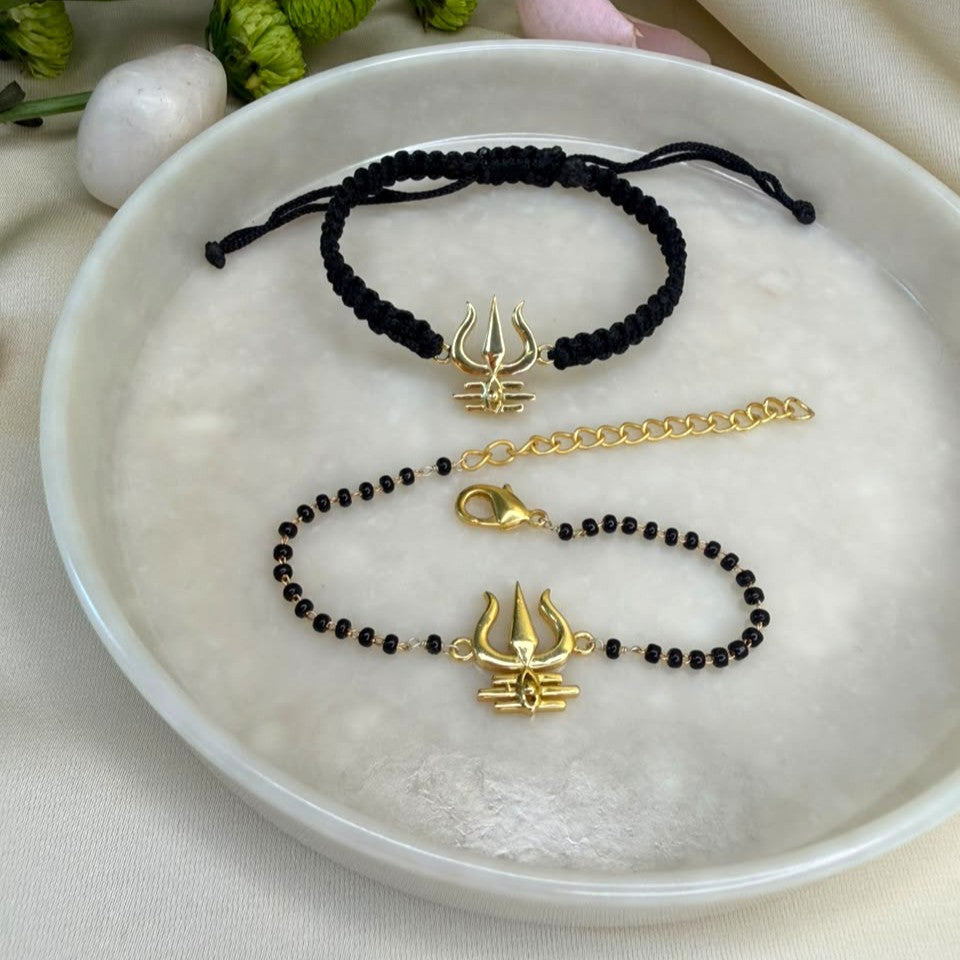 Couple Mahadev's Trishul 22k Gold-plated Bracelet