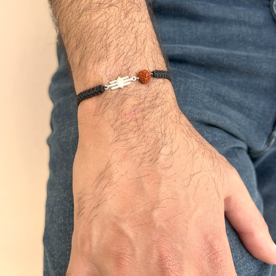MEN - Third Eye with Rudraksha 92.5 Silver Bracelet