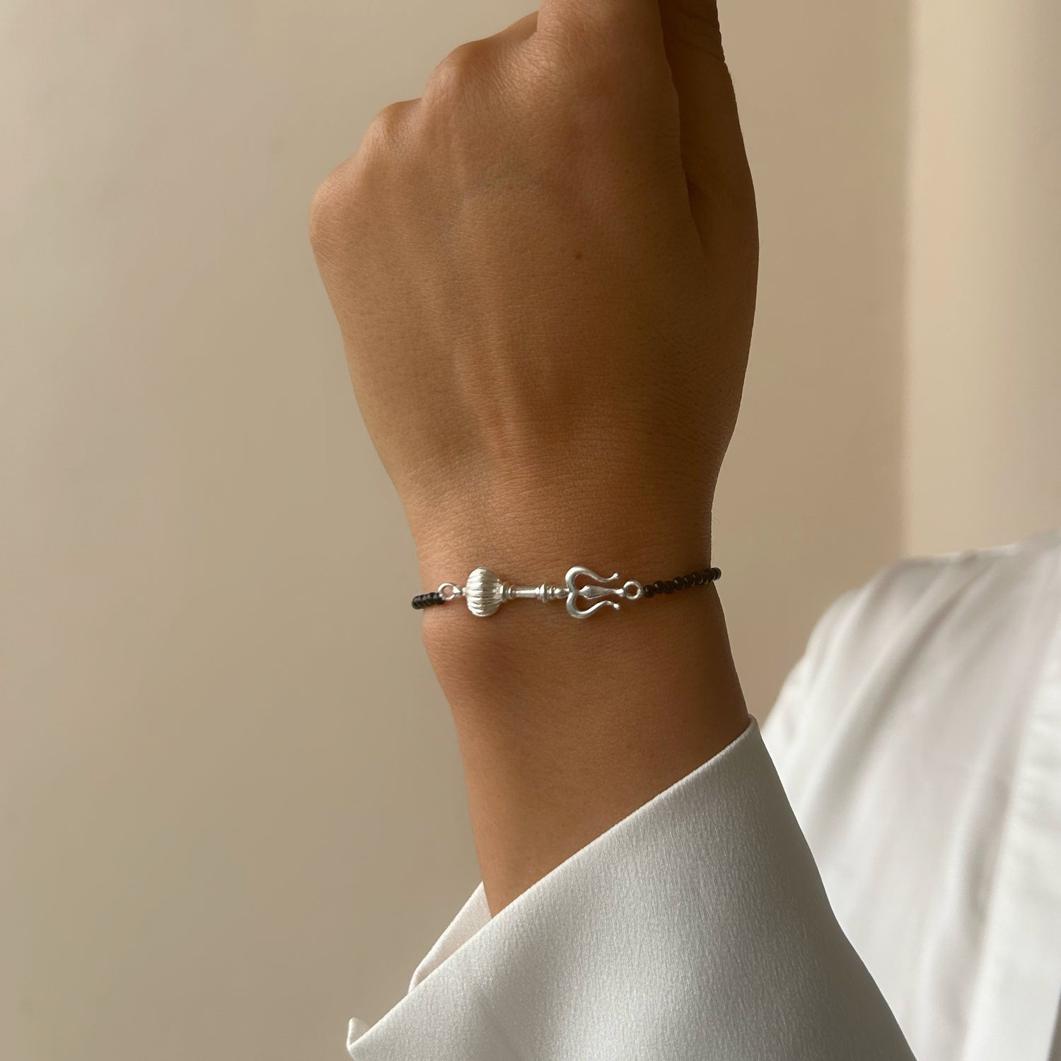 WOMAN - Shivastra 92.5 Silver Bracelet with Black Onyx Beads