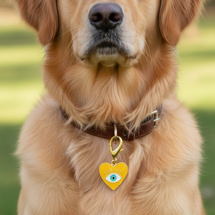 Yellow Heart Nazar Pet Charm