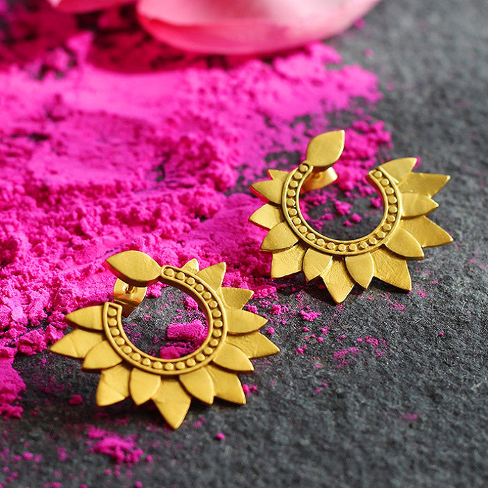 Lotus Crescent Half Moon Earring