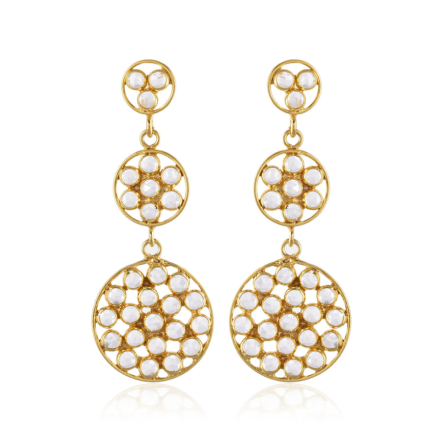 92.5 Silver Round Starry Earrings (with 18K Gold-plating)