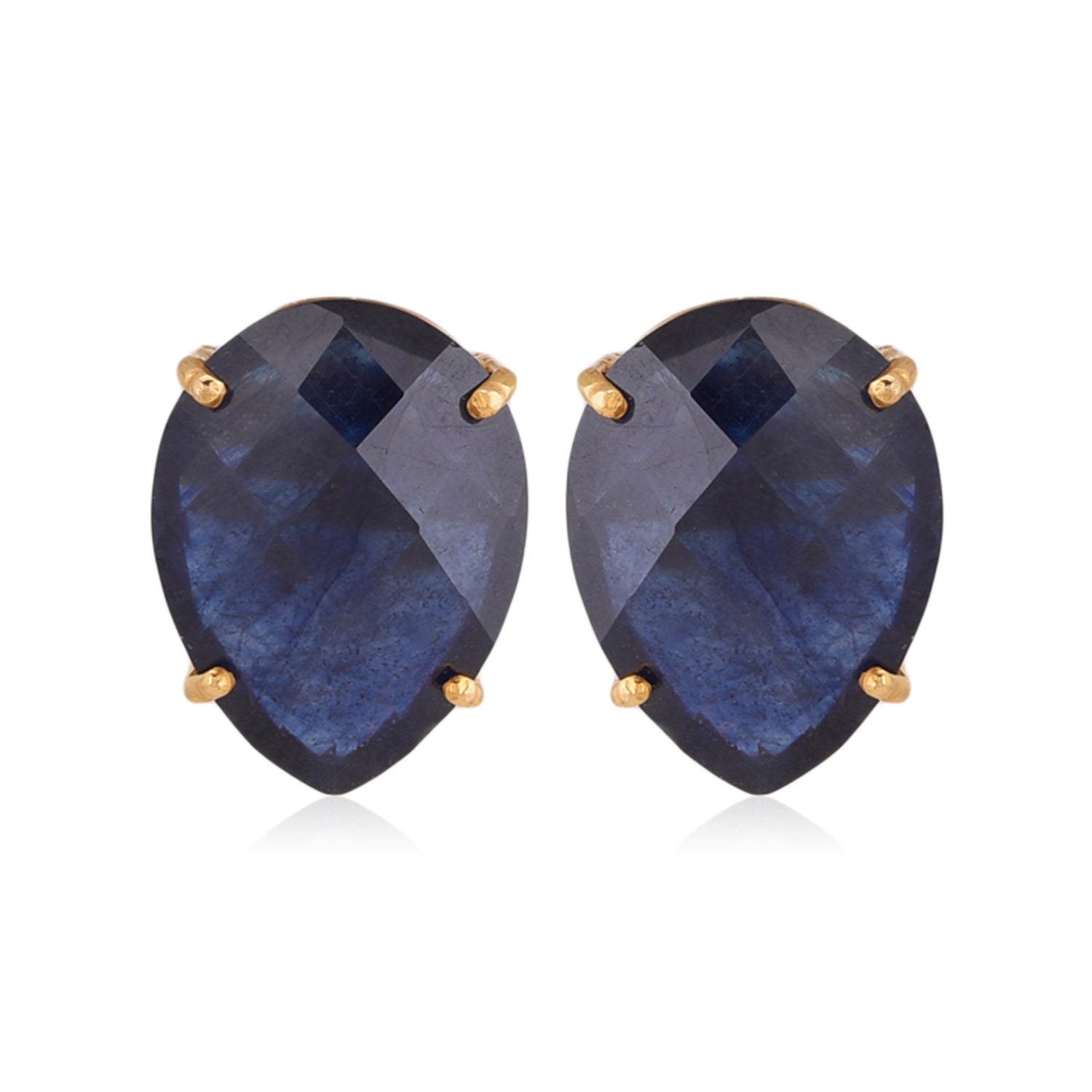 Blue Sapphire Pear Stud (Big)