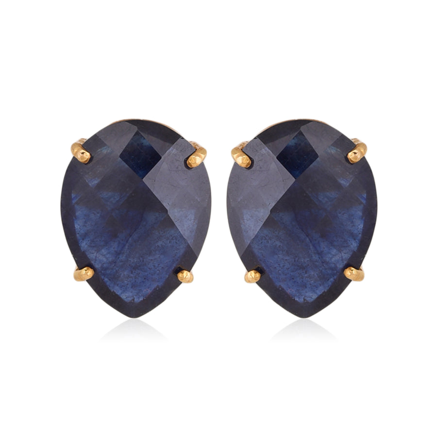 Blue Sapphire Pear Stud (Big)