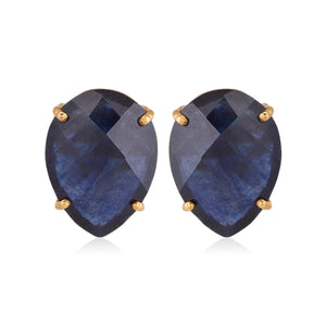 Blue Sapphire Pear Stud (Big)