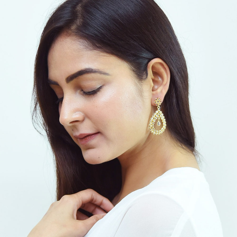 92.5 Silver Dress Up Doll Earring ( with 18k Gold Plated)