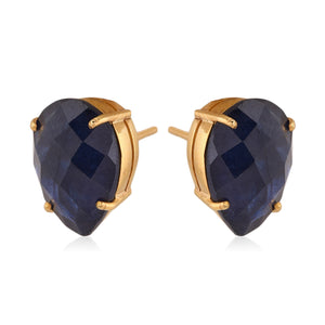 Blue Sapphire Pear Stud (Big)