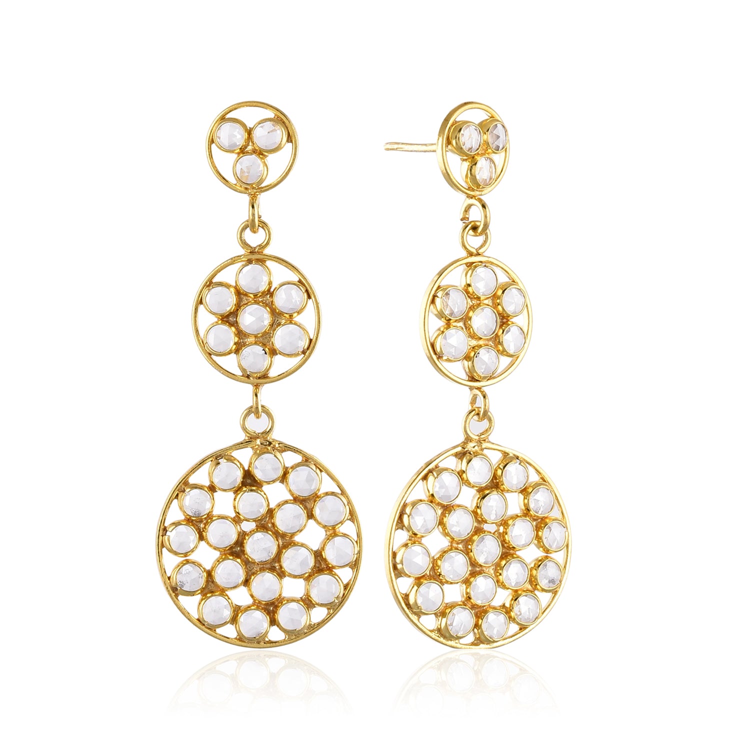 92.5 Silver Round Starry Earrings (with 18K Gold-plating)