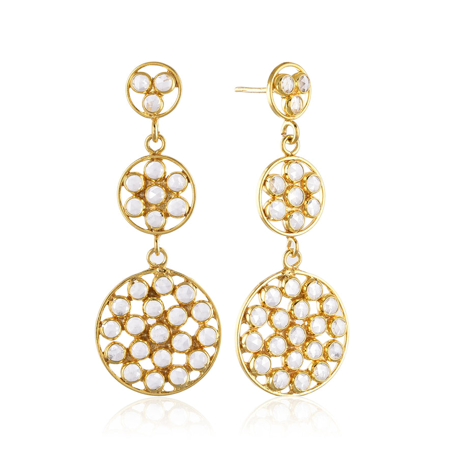 92.5 Silver Round Starry Earrings (with 18K Gold-plating)