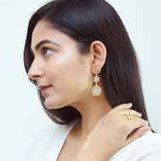 92.5 Silver Round Starry Earrings (with 18K Gold-plating)