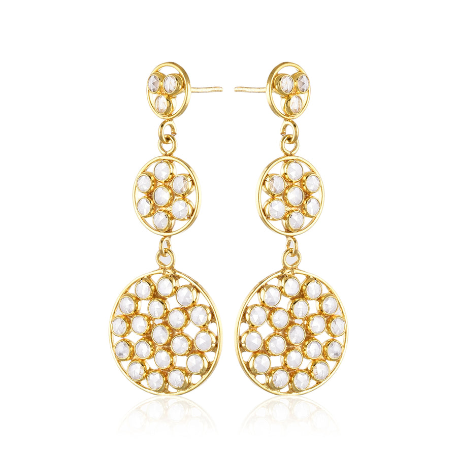 92.5 Silver Round Starry Earrings (with 18K Gold-plating)