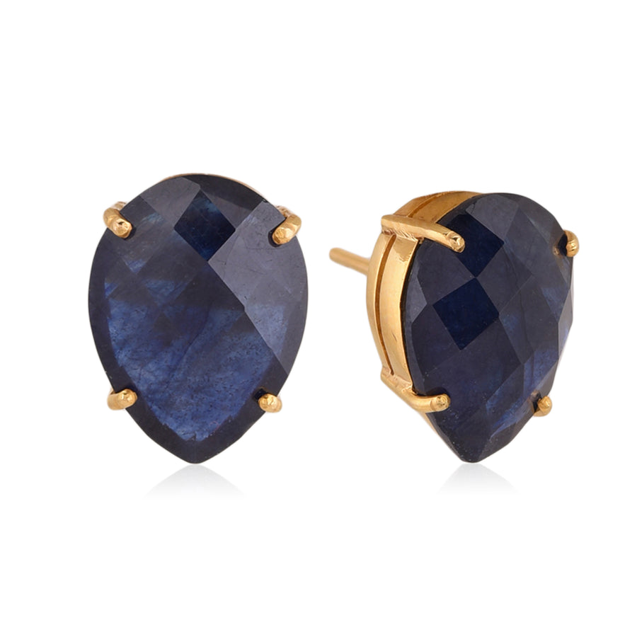 Blue Sapphire Pear Stud (Big)