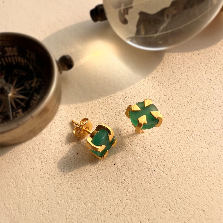 Green Sun Stud Earring