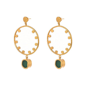 
            
                Load image into Gallery viewer, Dot Dot Hoop - Green Onyx
            
        