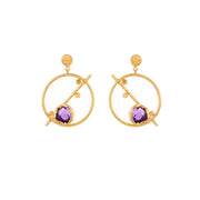 Musical Note Dot Hoop - Purple Amethyst