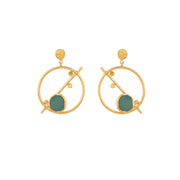 Musical Note Dot Hoop - Green Aqua Chalcedony