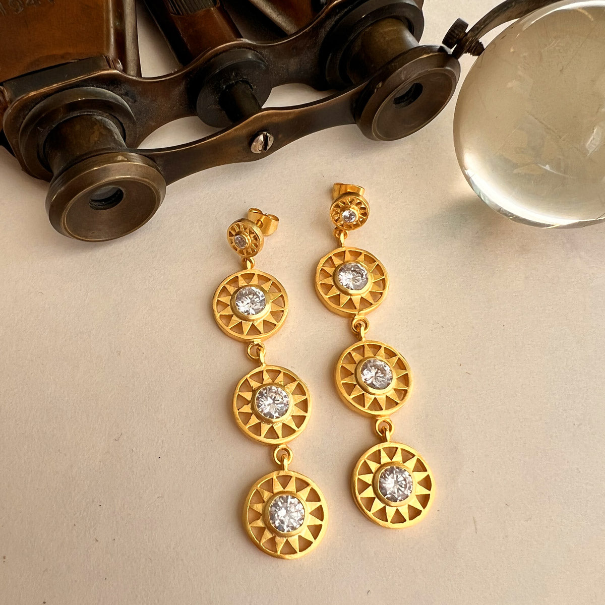 Sun Swarovski Statement Earrings