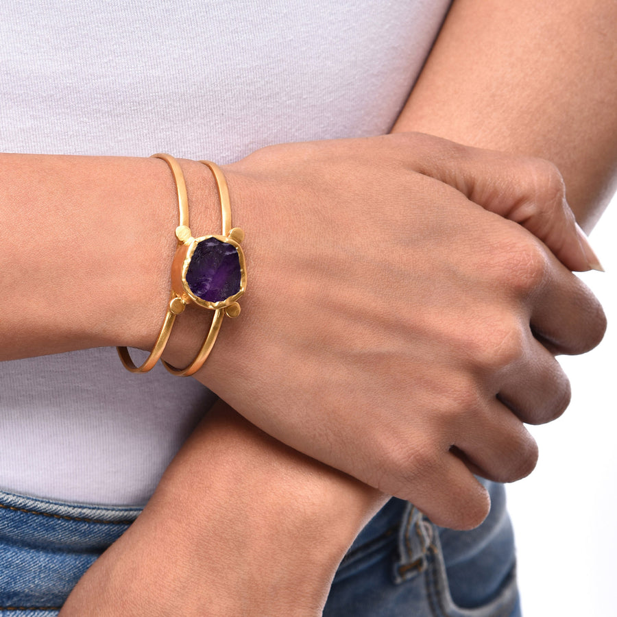 Dotted Line Cuff - Amethyst