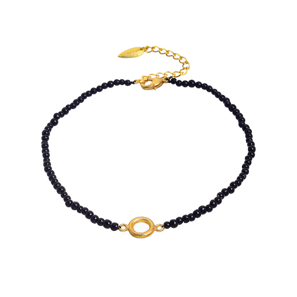 
            
                Load image into Gallery viewer, Nazar Charm Anklet (Semi-Precious Black Onyx Anklet)
            
        