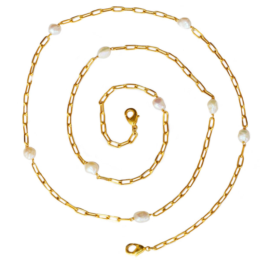 ZigZag Pearl LinkChain Multi Necklace