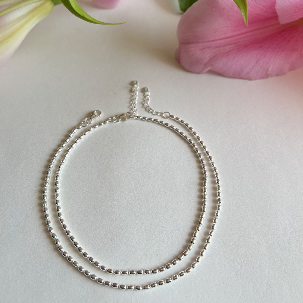 ANKLET - 92.5 Silver Oval Chain Anklet (PAIR)