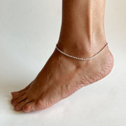 92.5 Silver Oval Chain Anklet (PAIR)