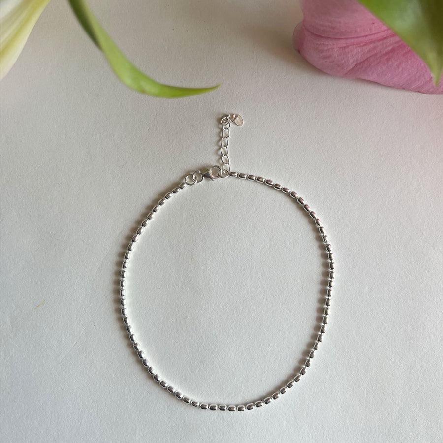ANKLET - 9.25 Silver Oval Chain Anklet (SINGLE)