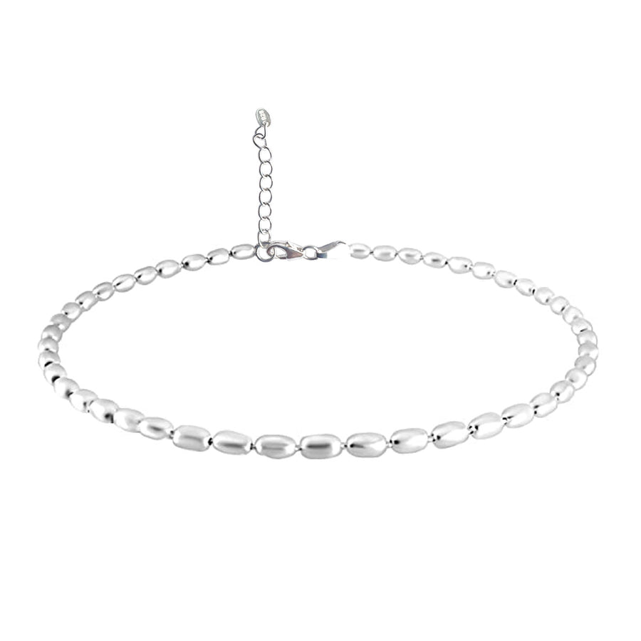 9.25 Silver Oval Chain Anklet (SINGLE)